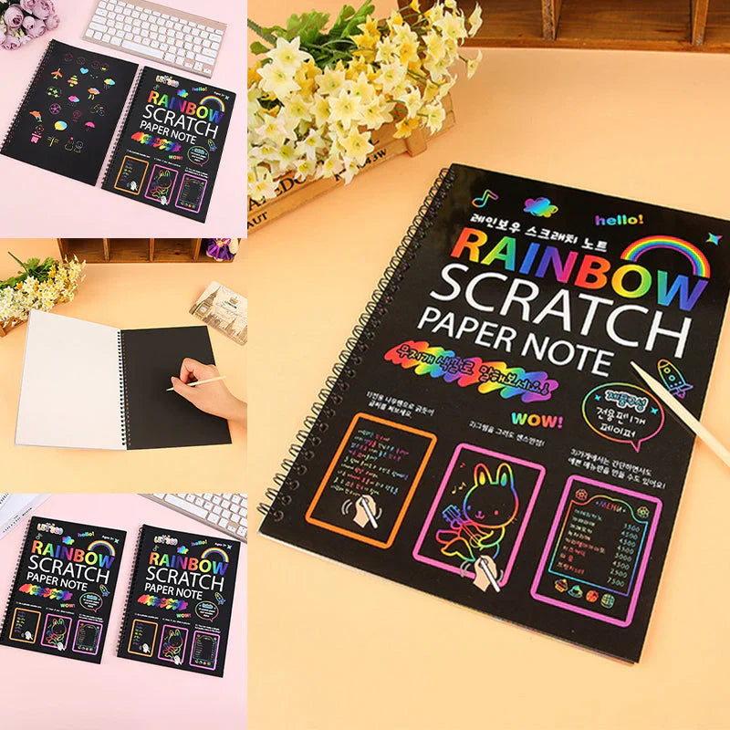 【100 pcs/1 Set】DIY Rainbow Magic Scratch Paper Art Set