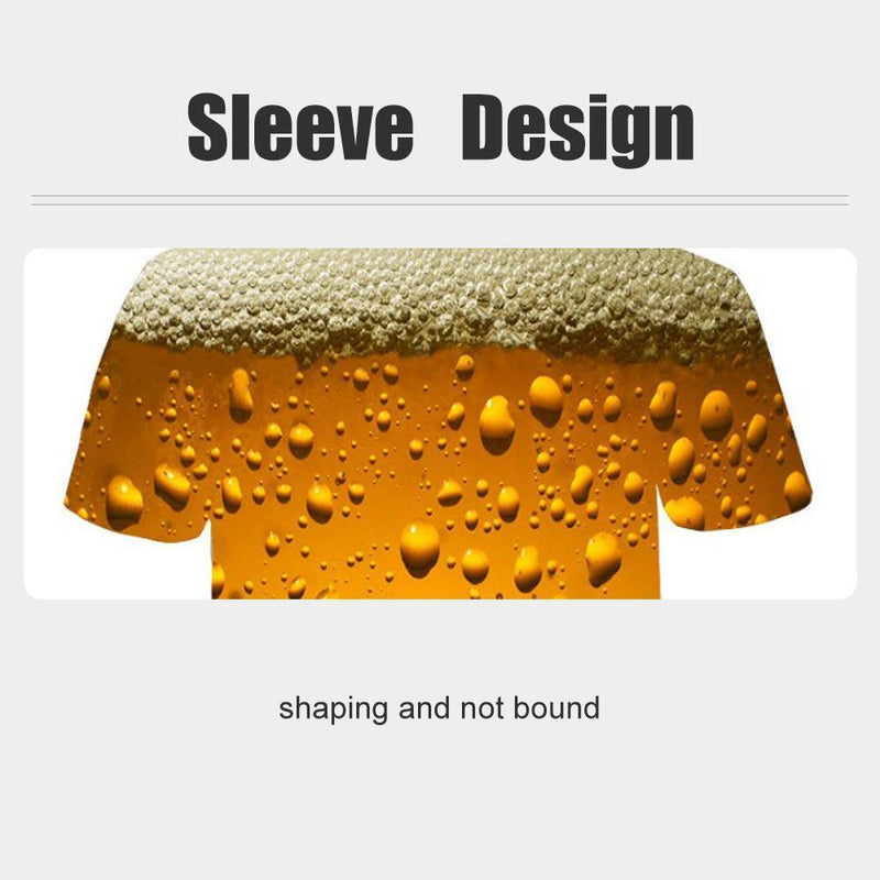 New Man Fashion 3D Print Beer Bubble Short Sleeve T-Shirt