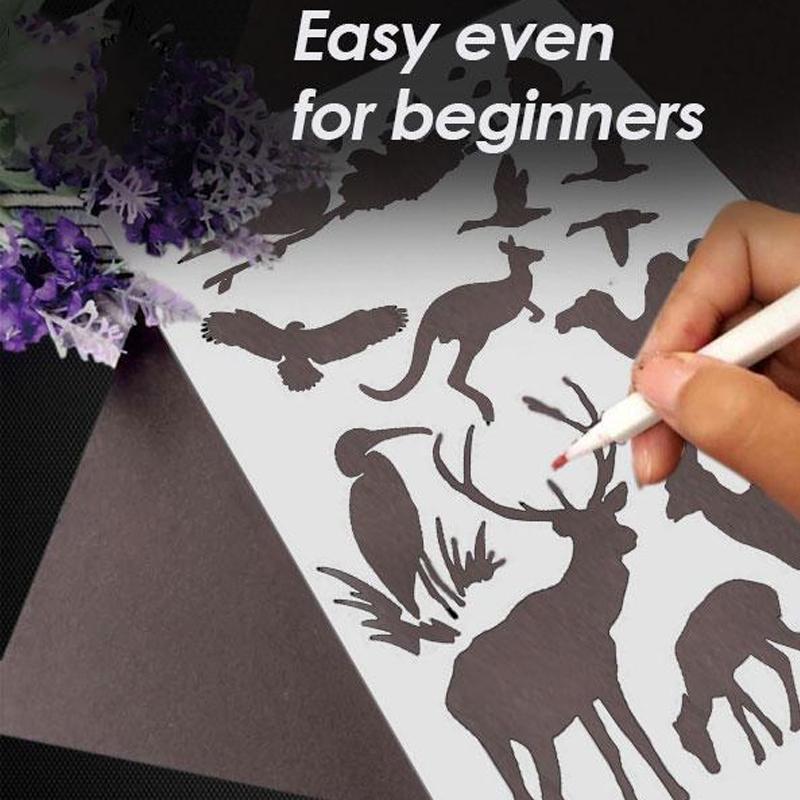 Fast Draw Stencil Art Templates (12 Sheets/Set)