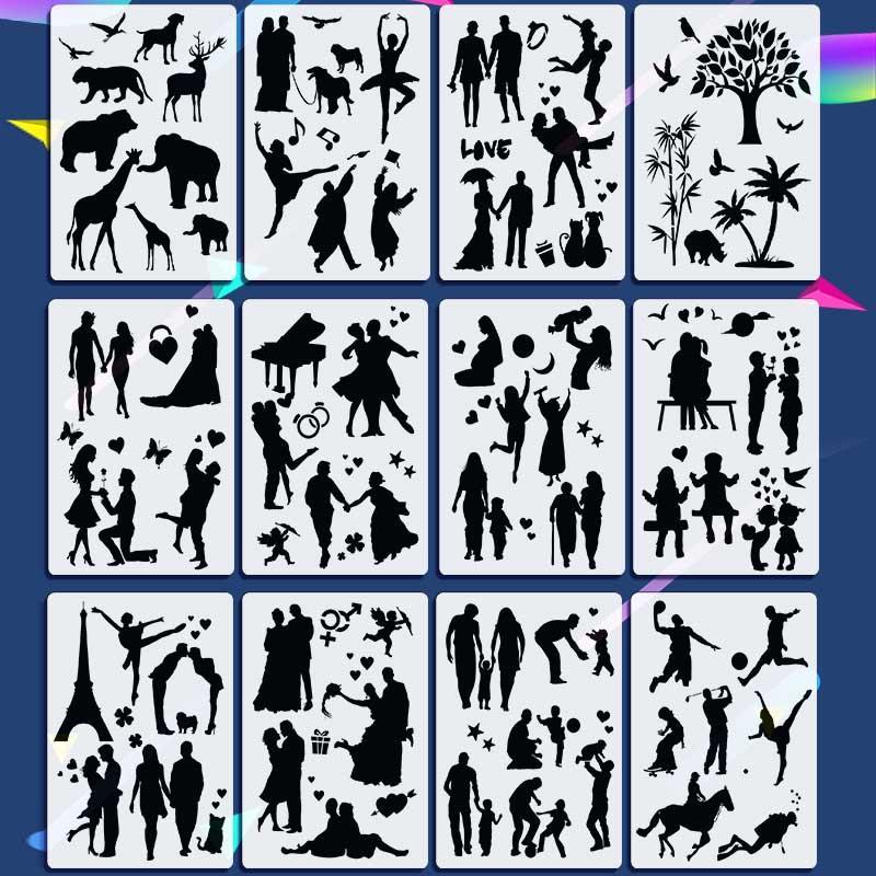 Fast Draw Stencil Art Templates (12 Sheets/Set)