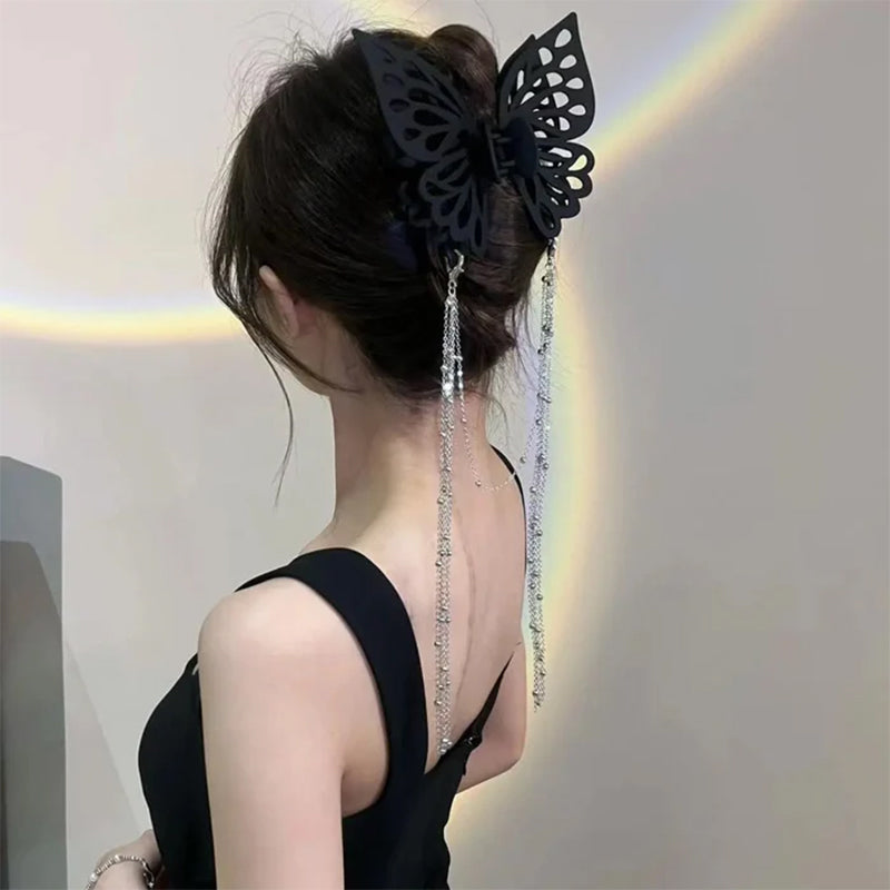 Butterfly Cutout Tassel Large Hair Clip