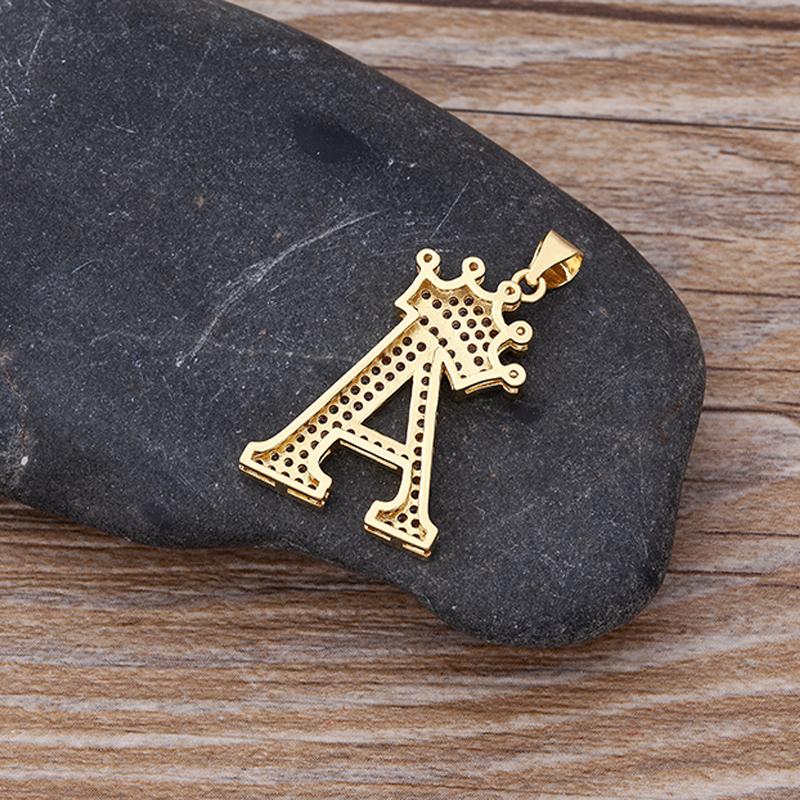 Fanshome New Luxury A-Z Crown Alphabet Pendant Chain Necklace