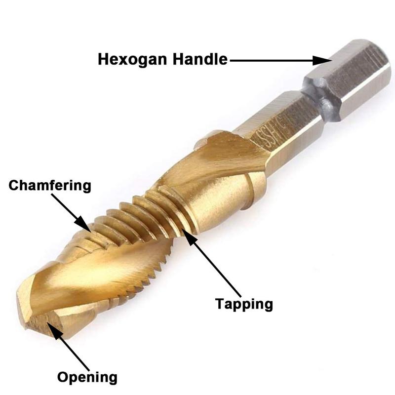 Metric Thread Tap Drill Bits Set(6 Piece)