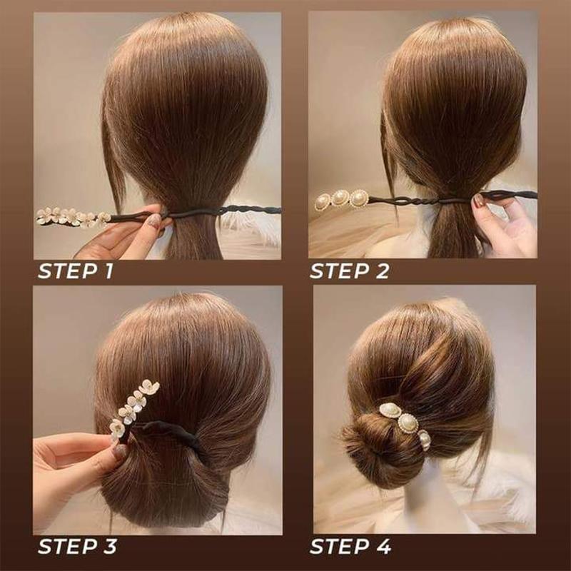 Flower Pearl Hairpin Bun Maker Twist Headband Lazy Hair Accessory