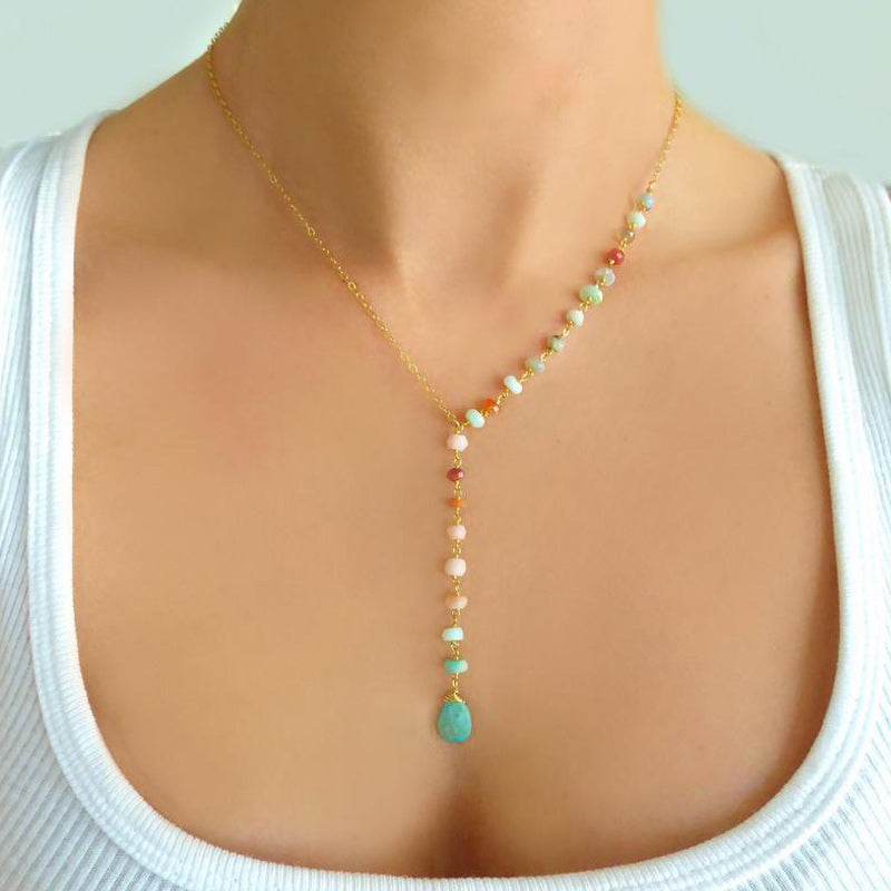 Turquoise Stone Beaded Necklace