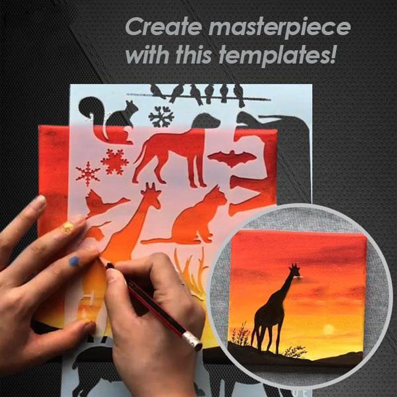 Fast Draw Stencil Art Templates (12 Sheets/Set)