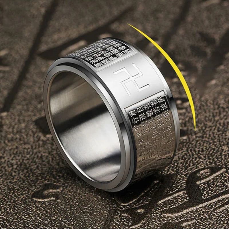 Retro Rotatable Fylfot Titanium Steel Ring