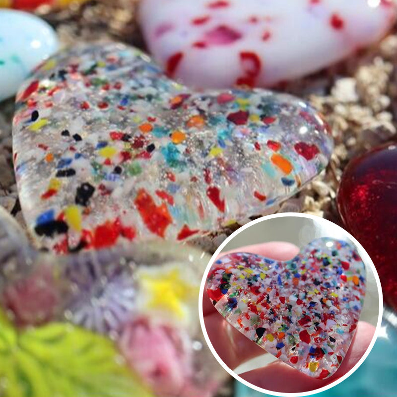 Colorful Glass Pocket Heart